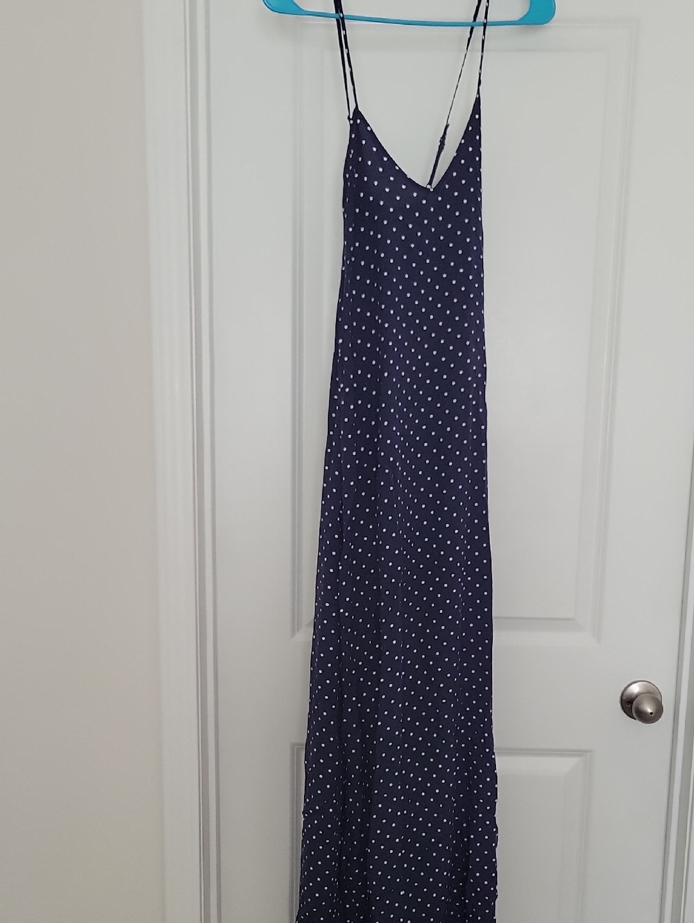 Old Navy Navy Maxi Slip Dress with White Polka Dots